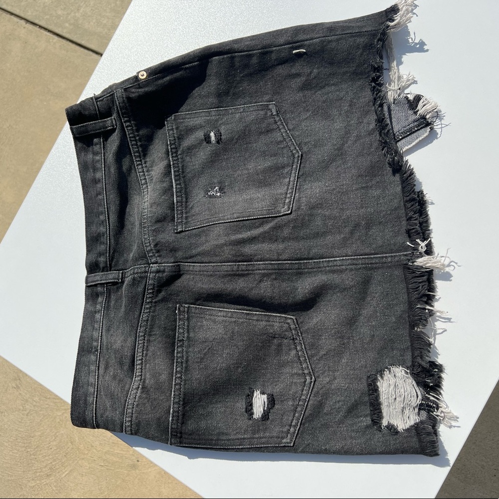 Free people black denim skirt